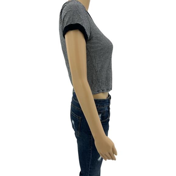 Ringostone MEDIUM Black Striped Panda Donut Worry Crop Baby tee Shirt T-Shirt - Picture 3 of 6